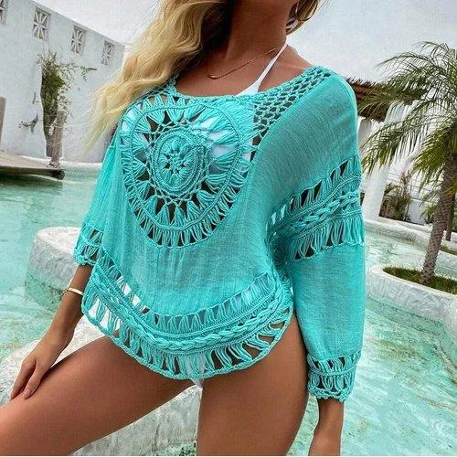 Crochet Patchwork Hollow Out Loose Bikini Coverup