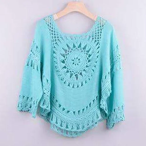 Crochet Patchwork Hollow Out Loose Bikini Coverup