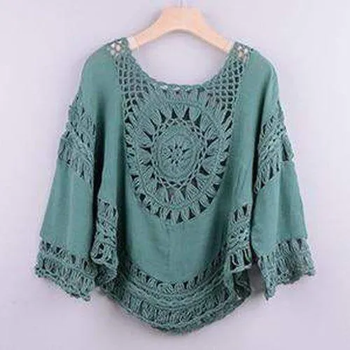 Crochet Patchwork Hollow Out Loose Bikini Coverup