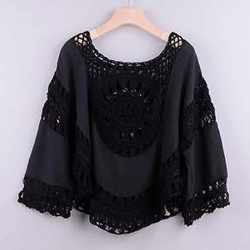 Crochet Patchwork Hollow Out Loose Bikini Coverup