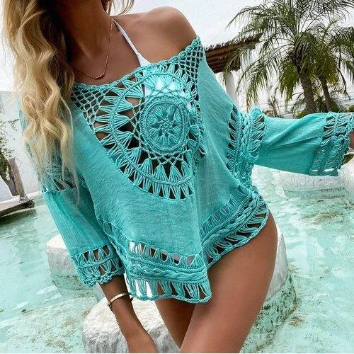 Crochet Patchwork Hollow Out Loose Bikini Coverup