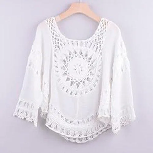 Crochet Patchwork Hollow Out Loose Bikini Coverup