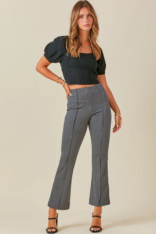 Cropped Square Neck Sweater Top With Sleeve Detail