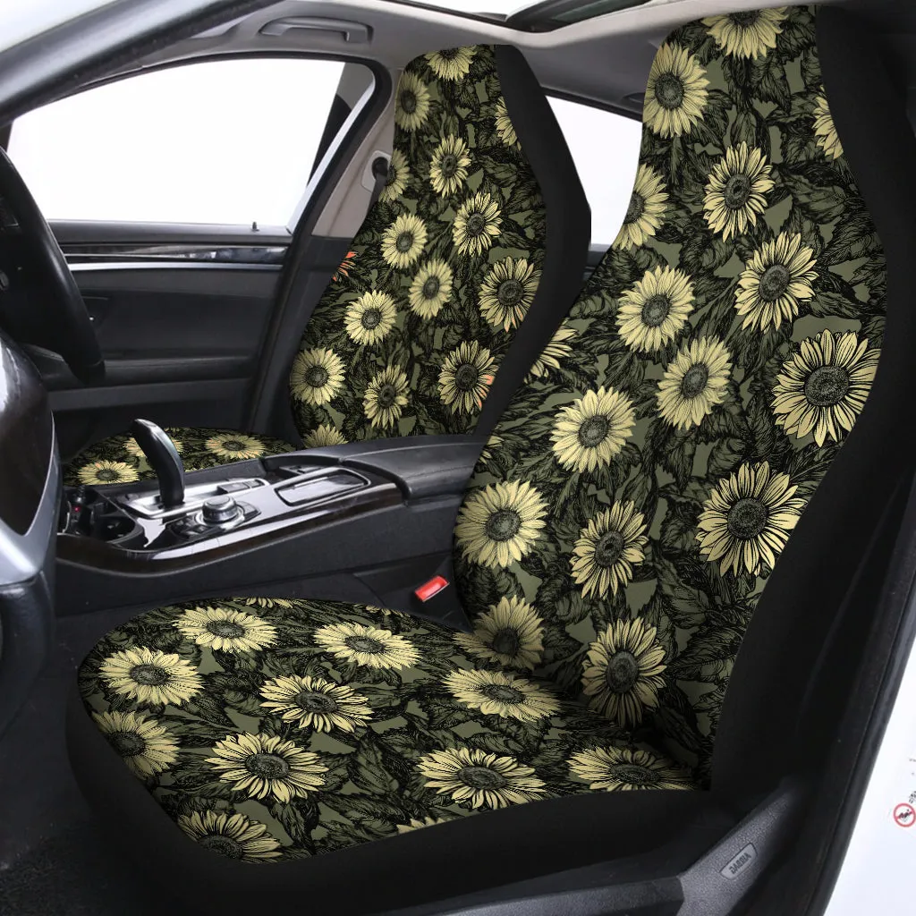 Dark Sunflower Pattern Print Universal Fit Car Seat Covers