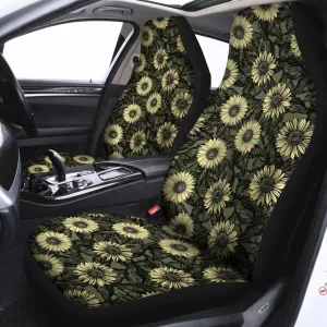 Dark Sunflower Pattern Print Universal Fit Car Seat Covers