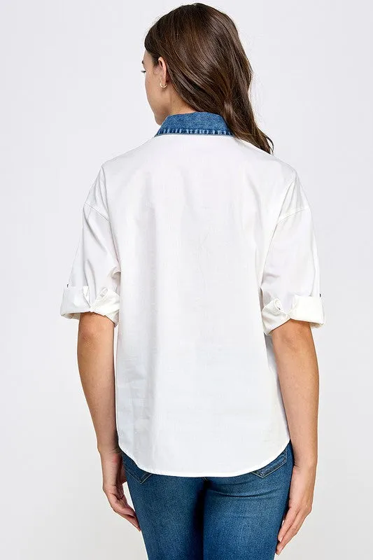 Denim Color Block Shirt