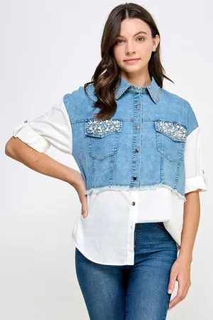 Denim Color Block Shirt