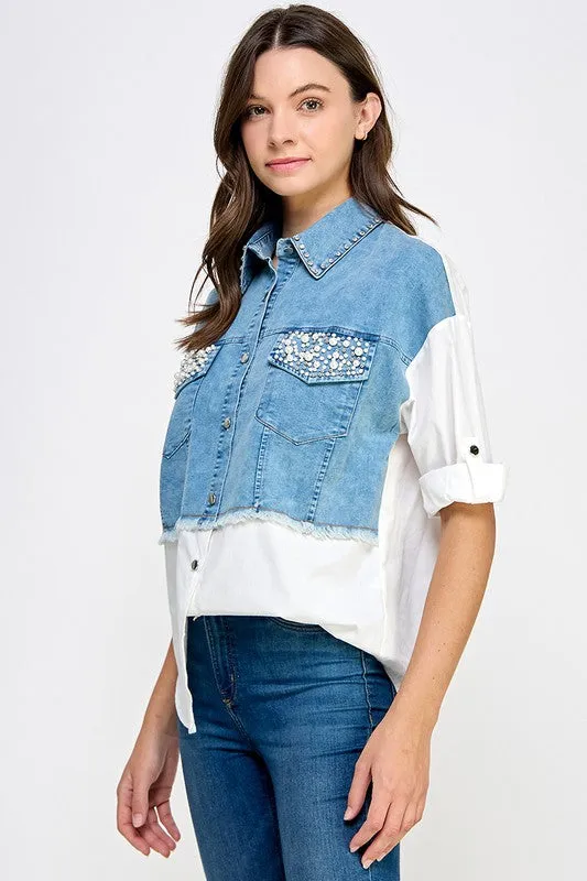 Denim Color Block Shirt