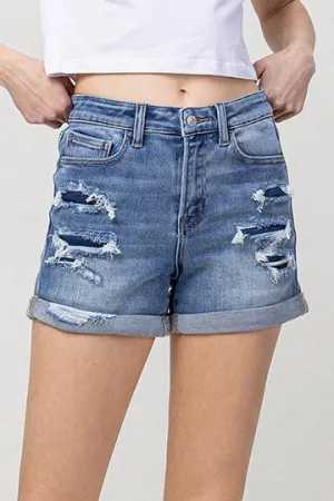 Distressed Double Cuff Shorts