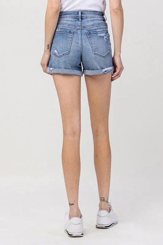 Distressed Double Cuff Shorts