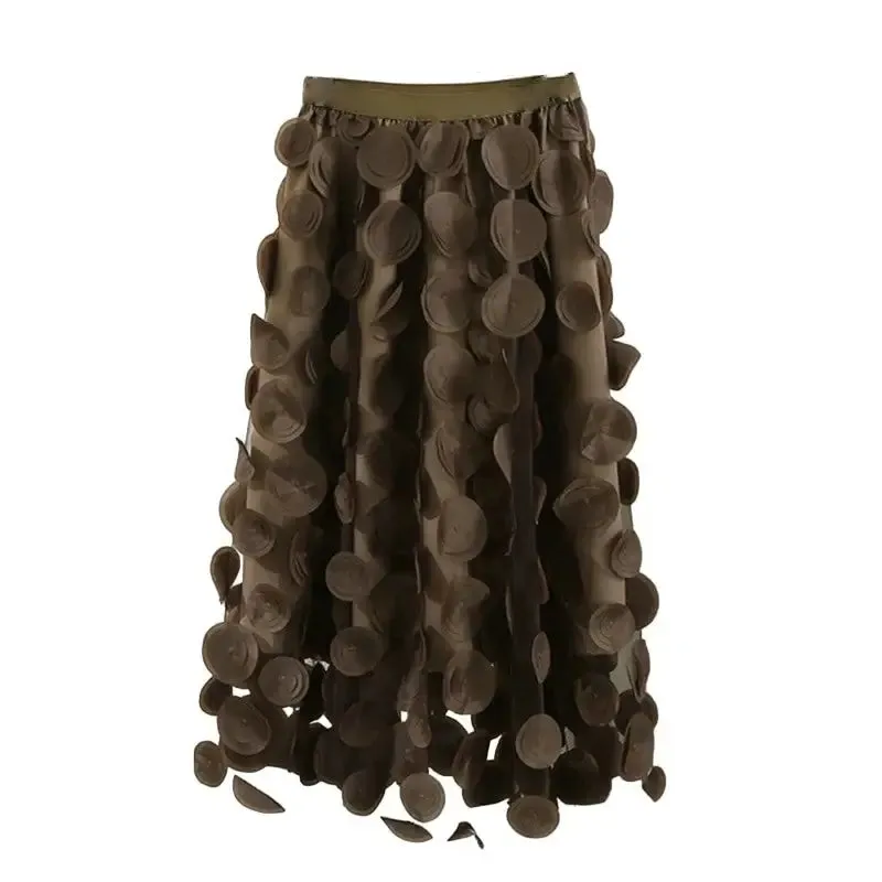 Dot Elastic High Waist Tulle Long Mesh Skirt