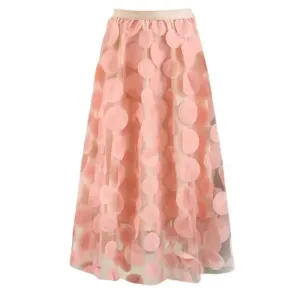 Dot Elastic High Waist Tulle Long Mesh Skirt