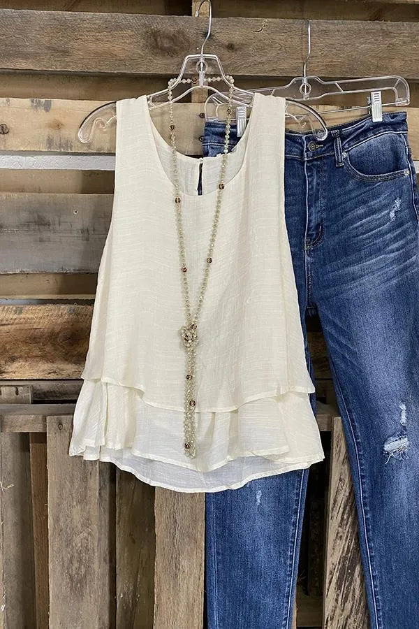 Dunnmall Casual Cascading Ruffled Tank