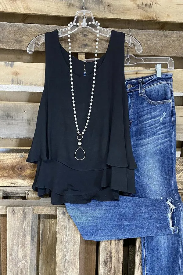 Dunnmall Casual Cascading Ruffled Tank