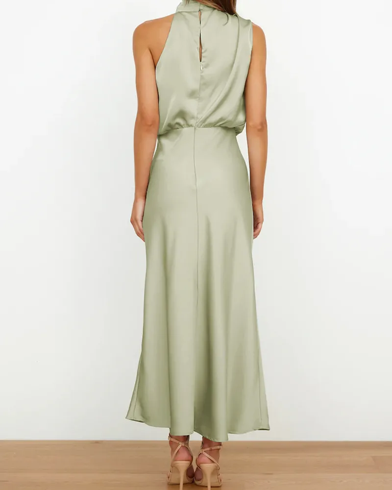 Elegant Satin Sleeveless Dress