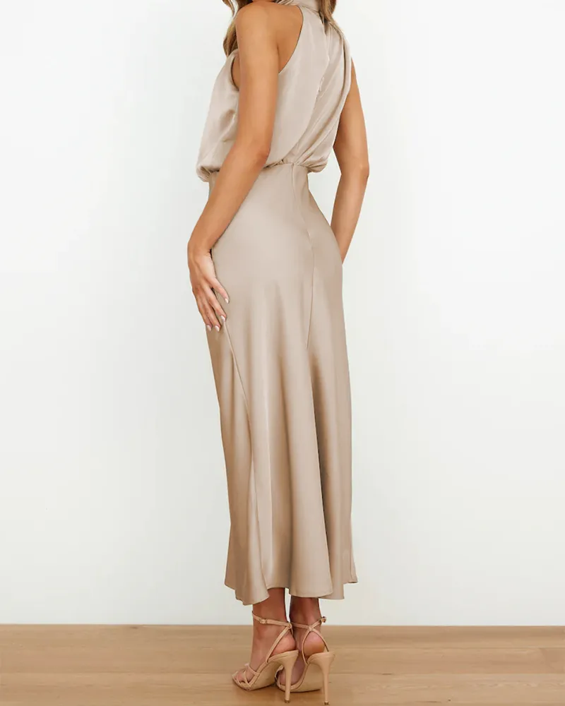 Elegant Satin Sleeveless Dress
