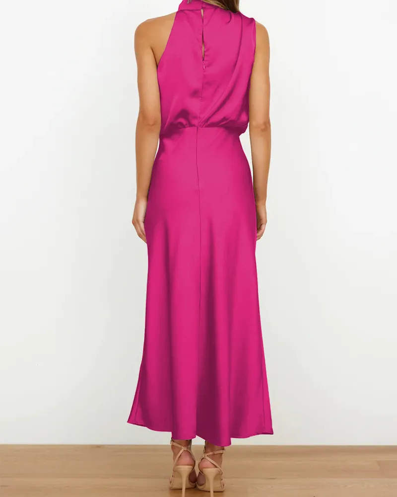 Elegant Satin Sleeveless Dress