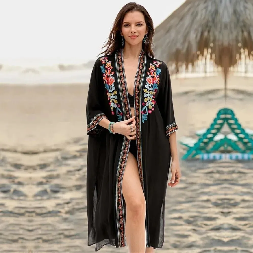 Embroidery Beach Cover-up in Bohemian Style - LORYLEI