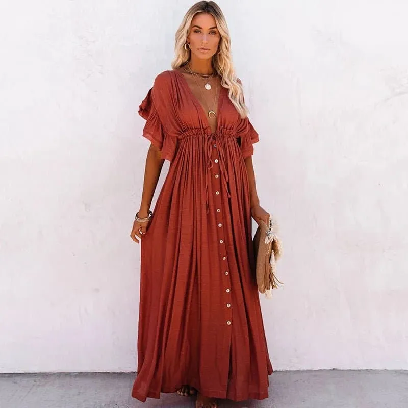 Embroidery Beach Cover-up in Bohemian Style - LORYLEI