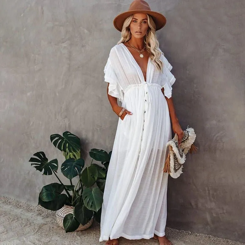 Embroidery Beach Cover-up in Bohemian Style - LORYLEI