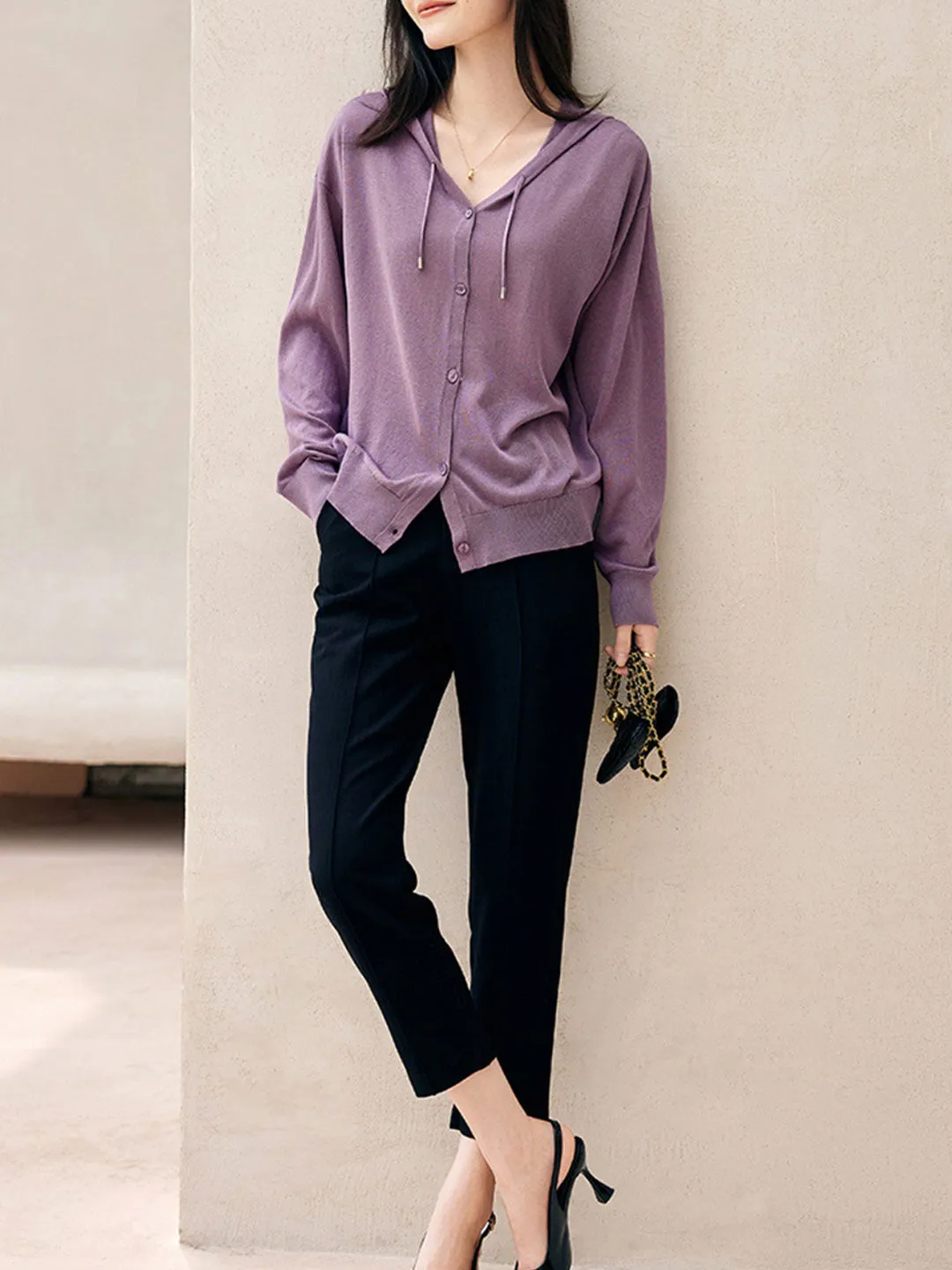 Emma Casual Casual Hooded Knitted Cardigan