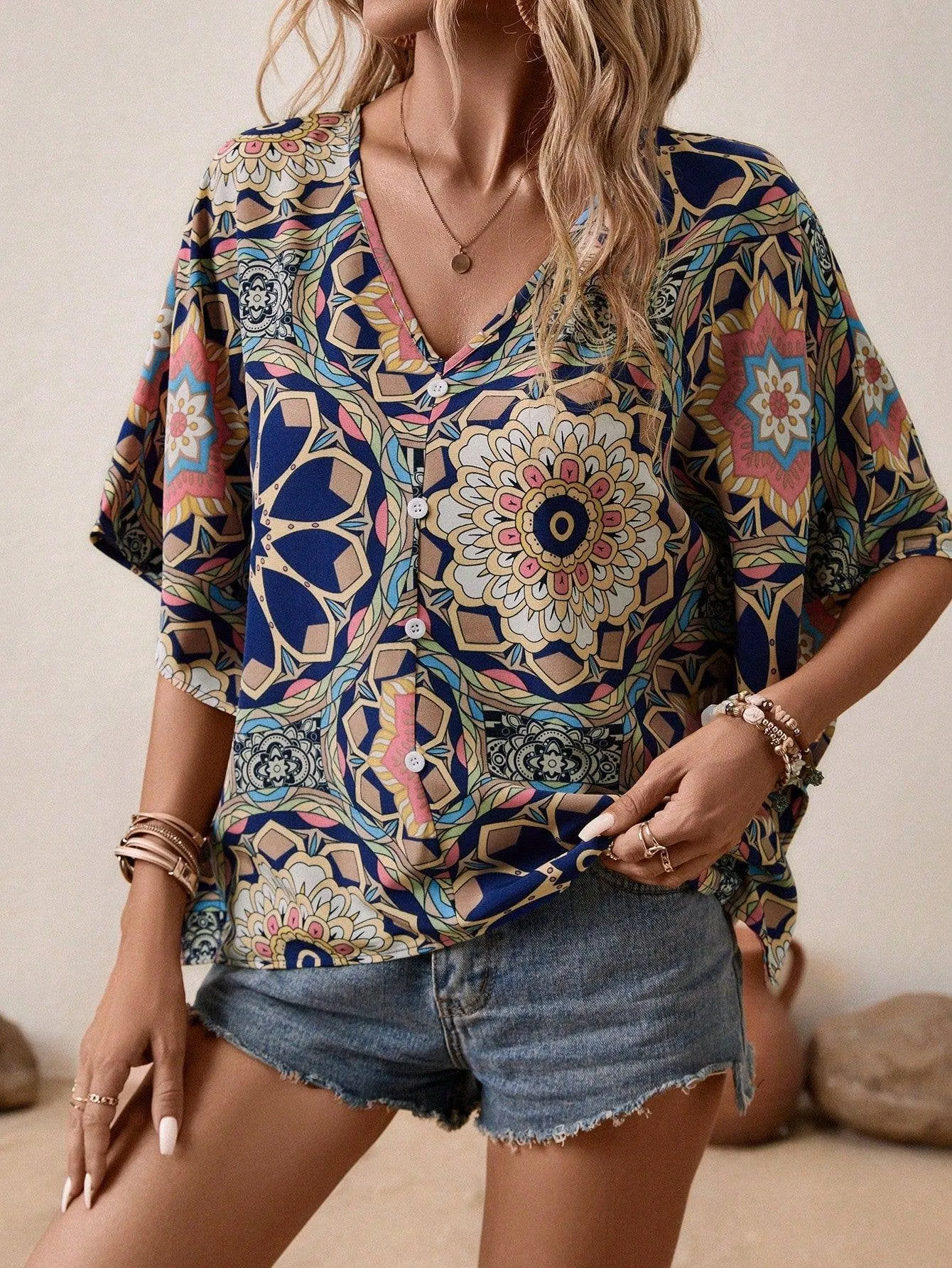 Emmy V-Neck Summer Chic Elegant Shirt