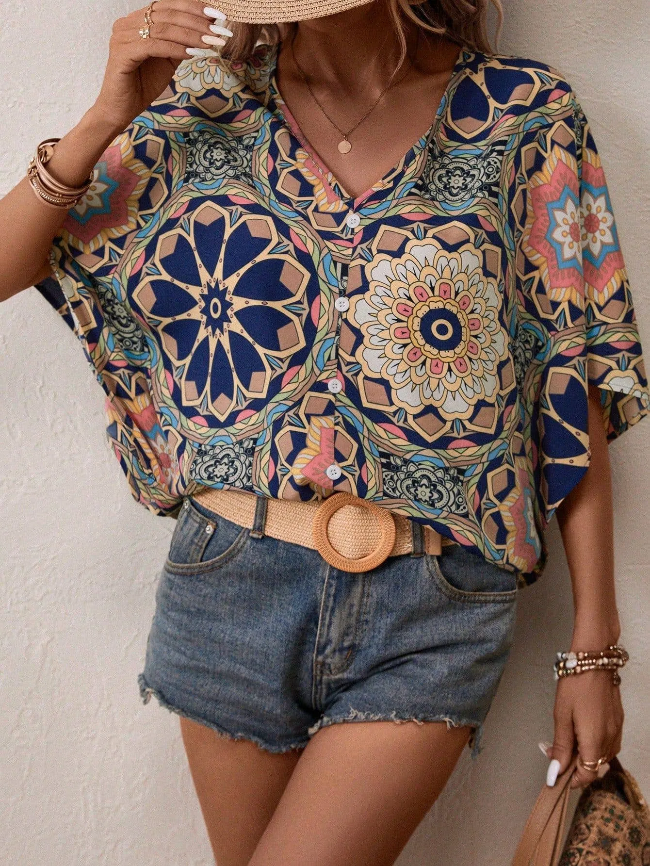 Emmy V-Neck Summer Chic Elegant Shirt