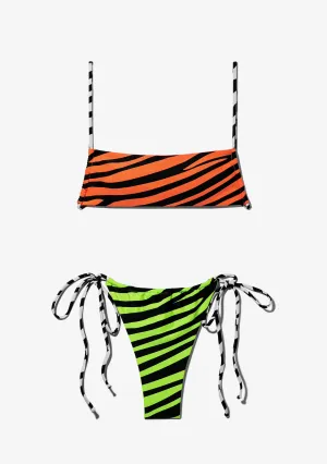 Fiji Top Zebra Orange   Samoa Bottom Zebra Lime Bikini