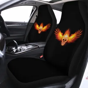 Flaming Skull With Fire Wings Print Universal Fit Car Seat Covers