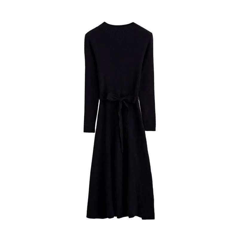 Form Fitting Long Sleeve Knit Sweater Dress
