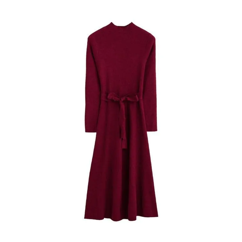 Form Fitting Long Sleeve Knit Sweater Dress