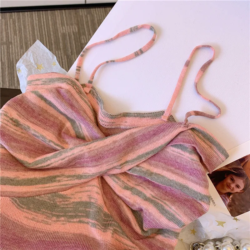 French Style Colorful Striped Camisole