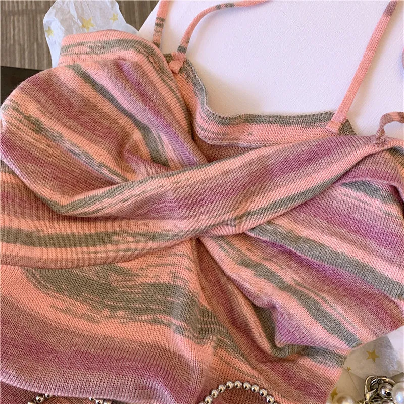 French Style Colorful Striped Camisole