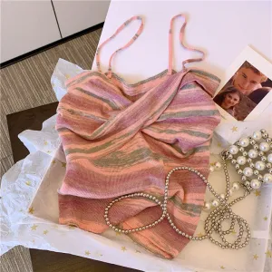 French Style Colorful Striped Camisole