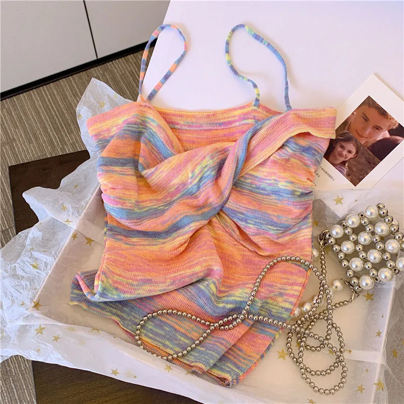 French Style Colorful Striped Camisole