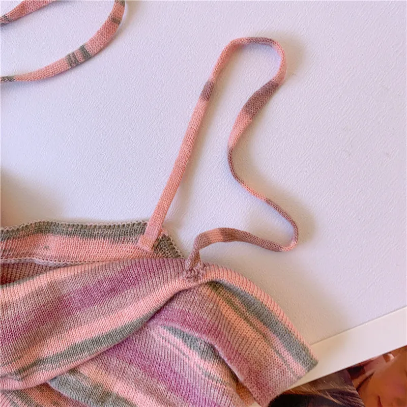 French Style Colorful Striped Camisole