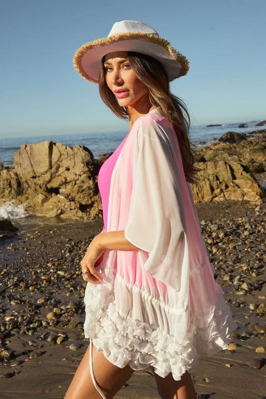 Frilly Cream Kimono/Cover-Up