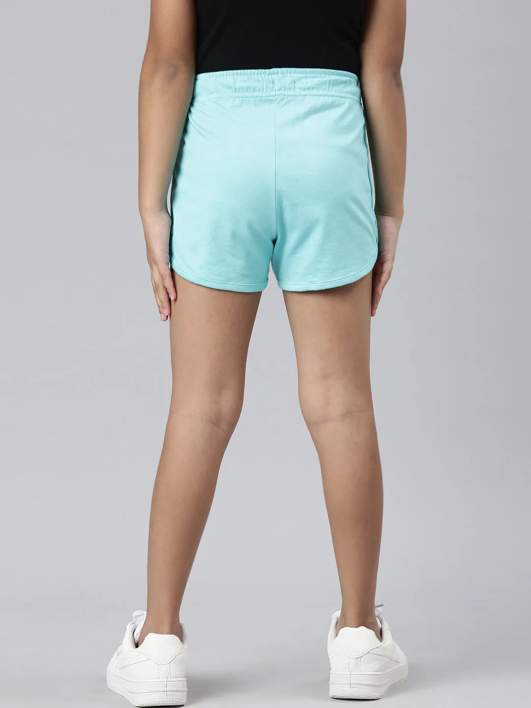 Girls Solid Baby Mint Mid Rise Knit Shorts