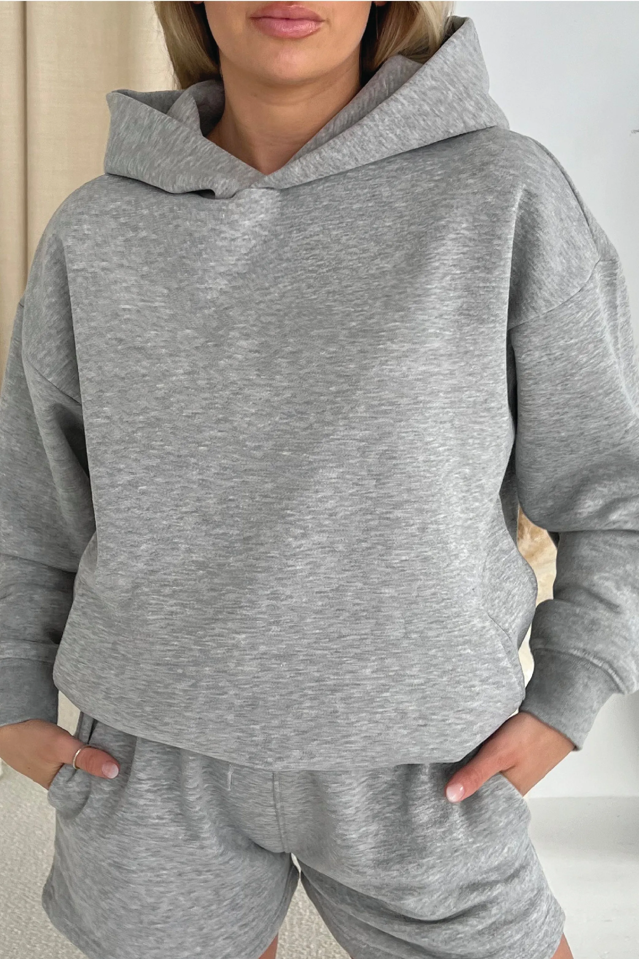 Glamify basics melange grey relaxed hoodie