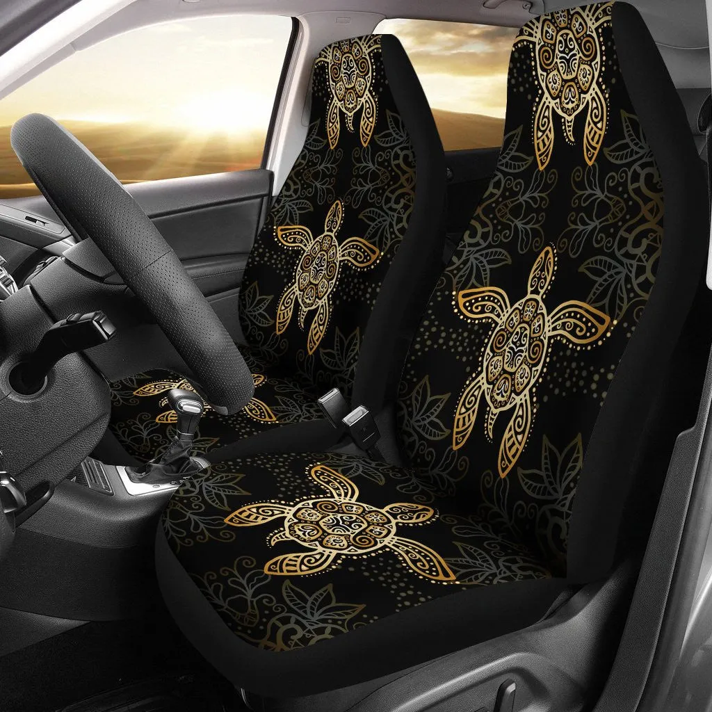Gold Tribal Turtle Polynesian Design Car Seat Covers