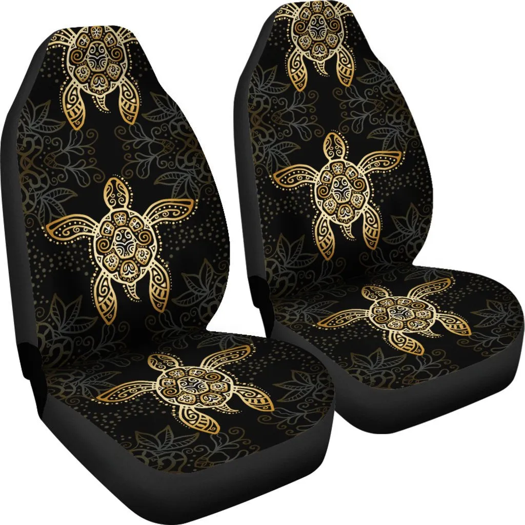 Gold Tribal Turtle Polynesian Design Car Seat Covers