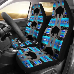 Grey And Blue Native Buffalo Universal Fit Car Seat Covers, Buffalo Seat Cover For Auto