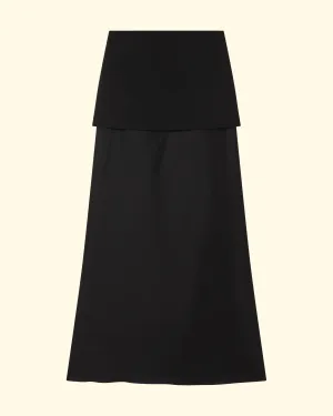Integrated Fluid Silk Skirt | Black