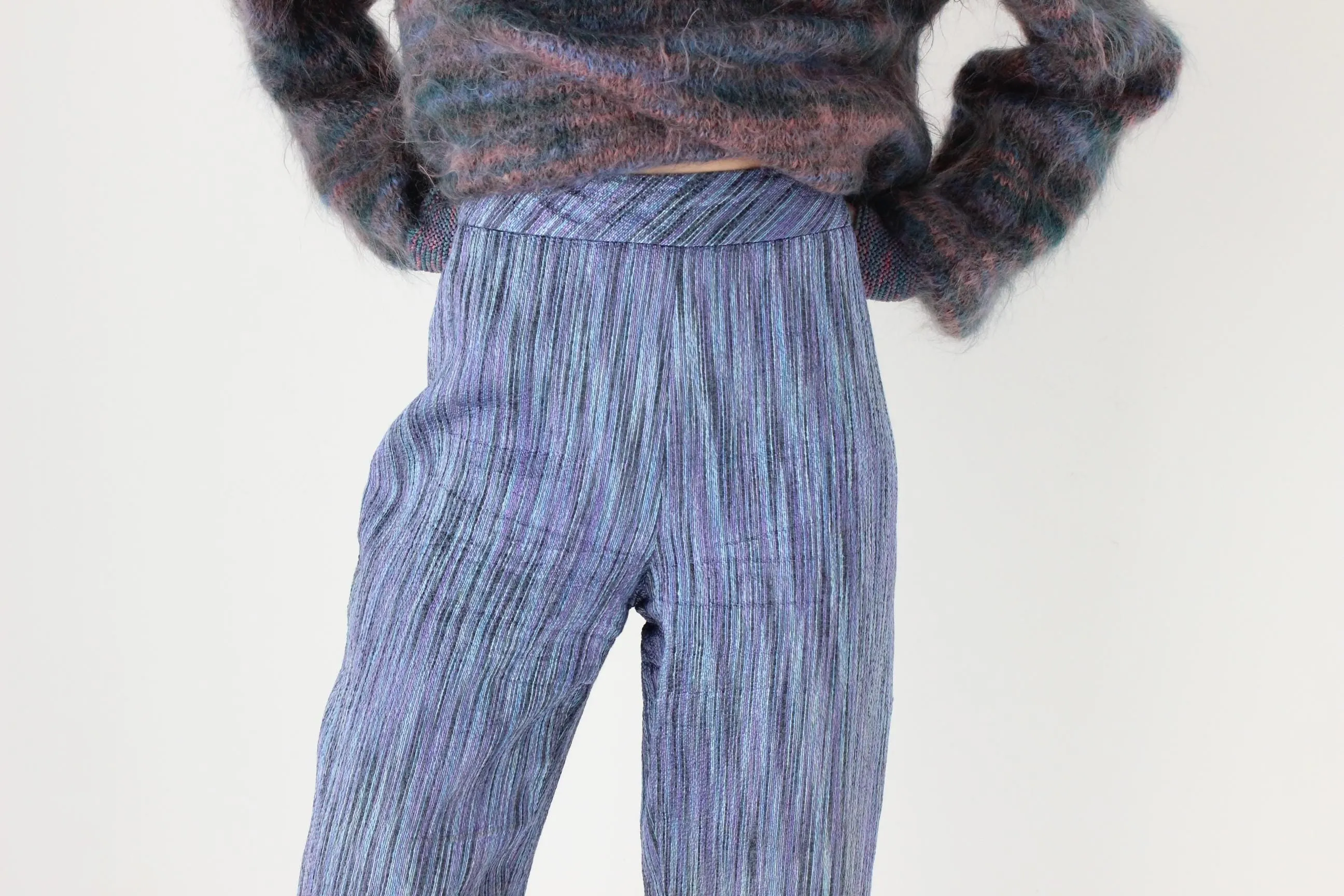 Interesting Y2K Woven Knit Textured Bootcut Pants