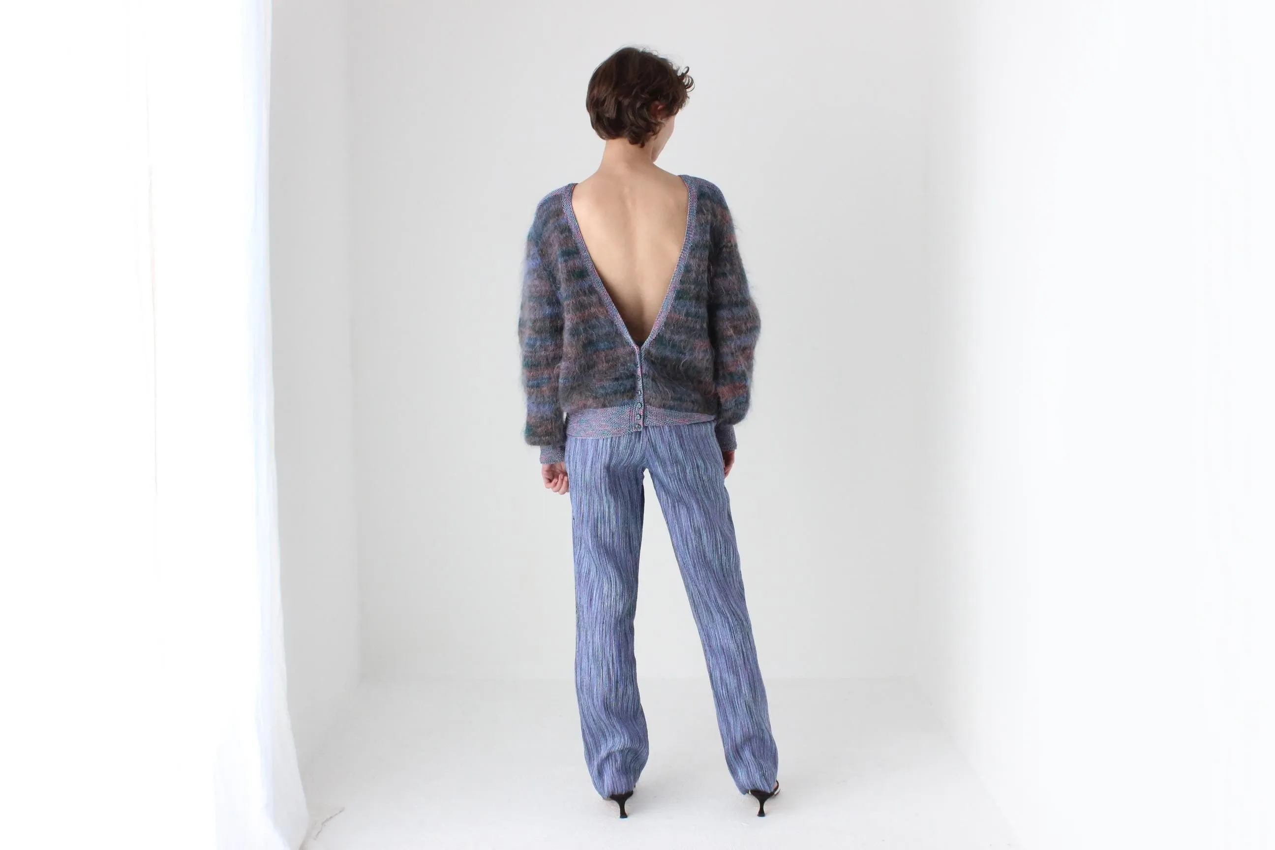 Interesting Y2K Woven Knit Textured Bootcut Pants