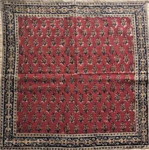 KK1421 Kalamkari Cotton Bandana - Red Flowers (KK1421)