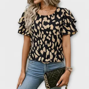 Leonie Ruffled Leopard Blouse