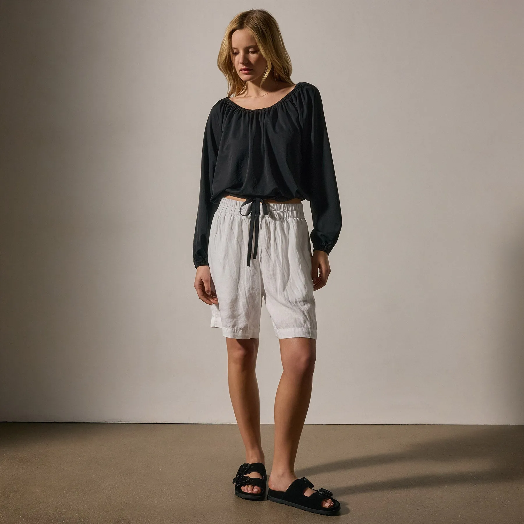 Lightweight Matte Sateen Blouse - Black