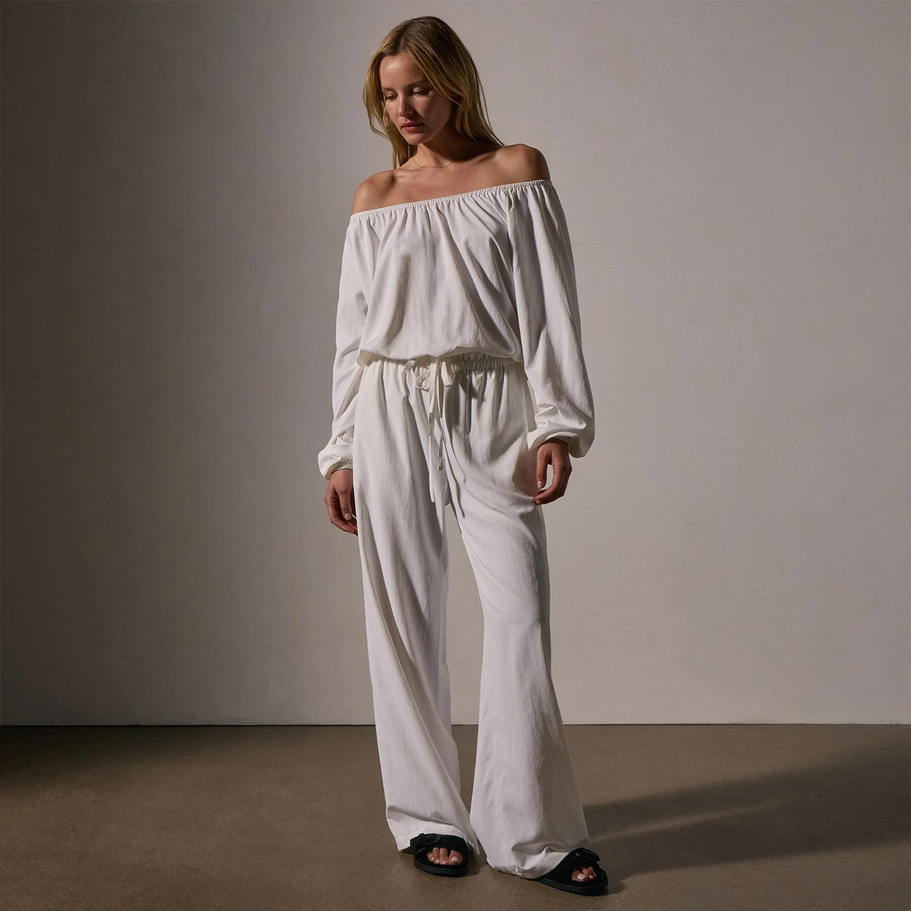 Lightweight Matte Sateen Blouse - White