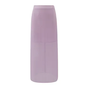 Lilac crinkle chiffon long pencil skirt